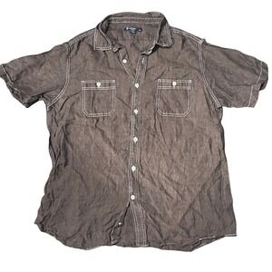 Cremieux Classics Button Up Shirt‎ Short Sleeve Pockets Brown Mens XL